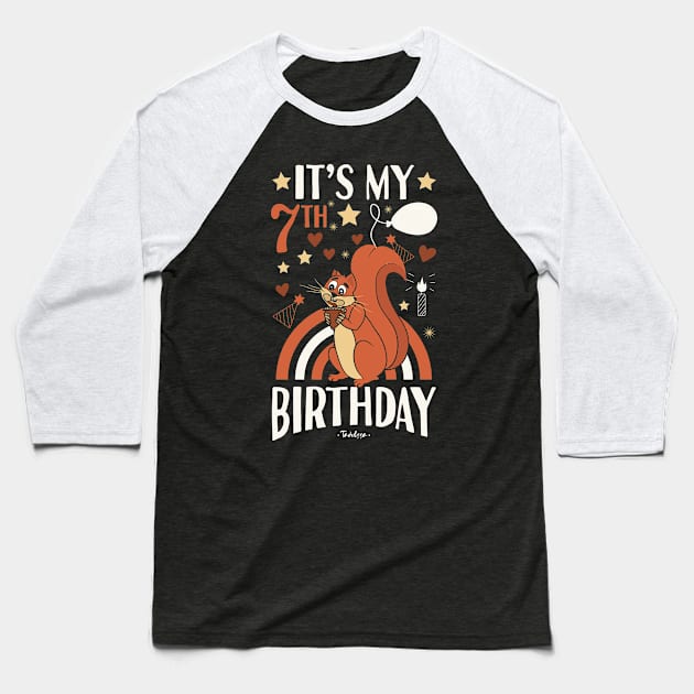 7th Birthday Squirrel Baseball T-Shirt by Tesszero